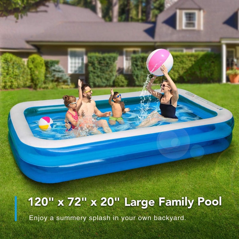 CHICLIST Inflatable Swimming Pool 120" X72" X20" Family Swim Center for Kids Full-Sized Lounge Pool for Kids Adults Easy Set for Backyard Summer Water Party Outdoor Kiddie Pools - Image 2